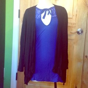 Anthro ELLA MOSS Blk Ruffled Hem Open Jacket EUC L